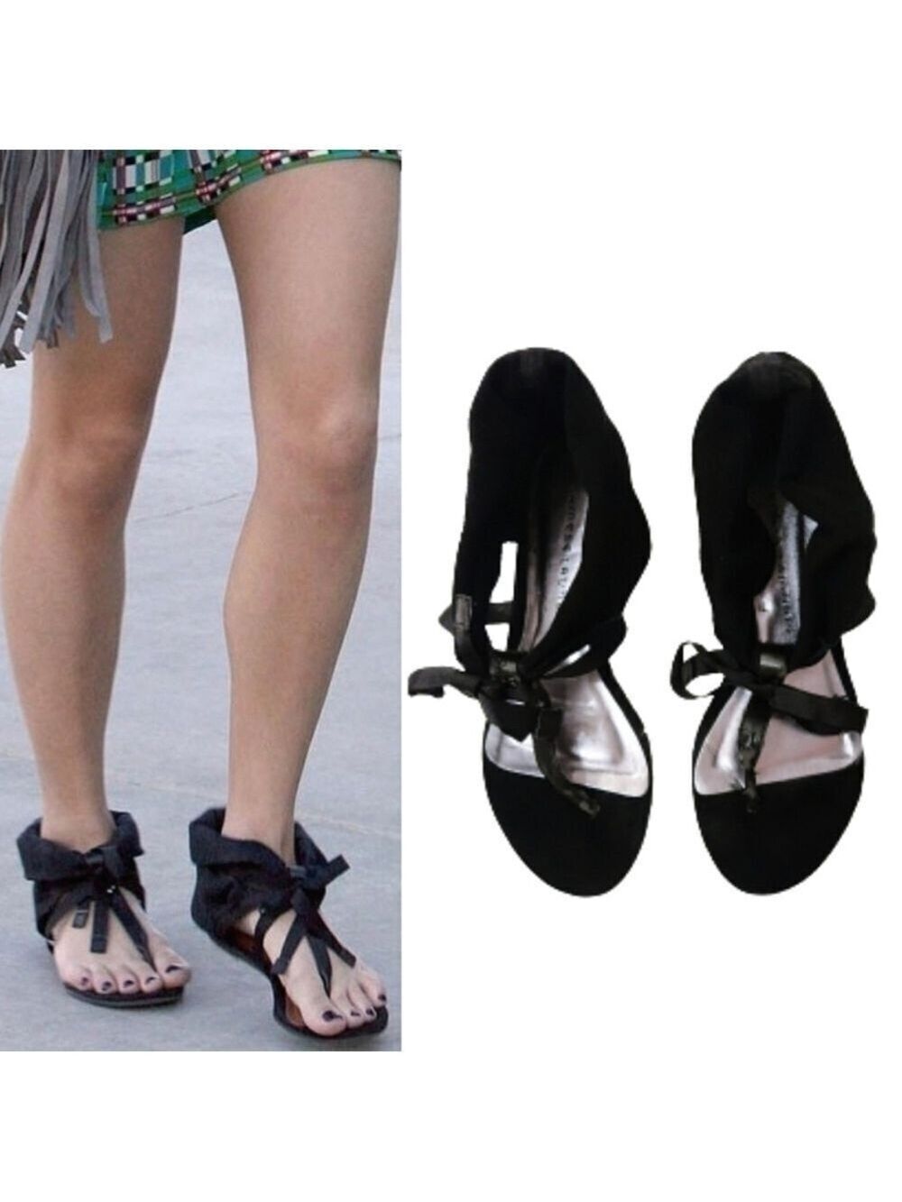 Chinese Laundry Black Suede Thong Flat Sandals Size 7.5 Medium